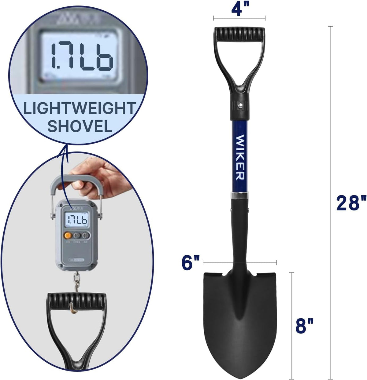 WIKER Kids Shovel,Small Shovels for Digging,Beach Shovels for Kids Heavy Duty,28 Inches,Short