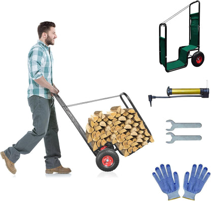 Firewood Cart: 44 X 27 X 20 in Heavy Duty 220 lbs Load Capacity Waterproof Easy Assembly Rack for