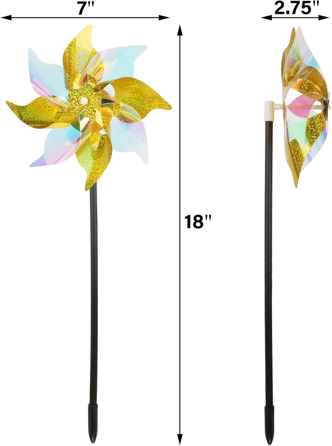 winemana 12 Pcs Reflective Pinwheels Outdoor, Wind Spinners for Yard & Garden, Sparkly Bird