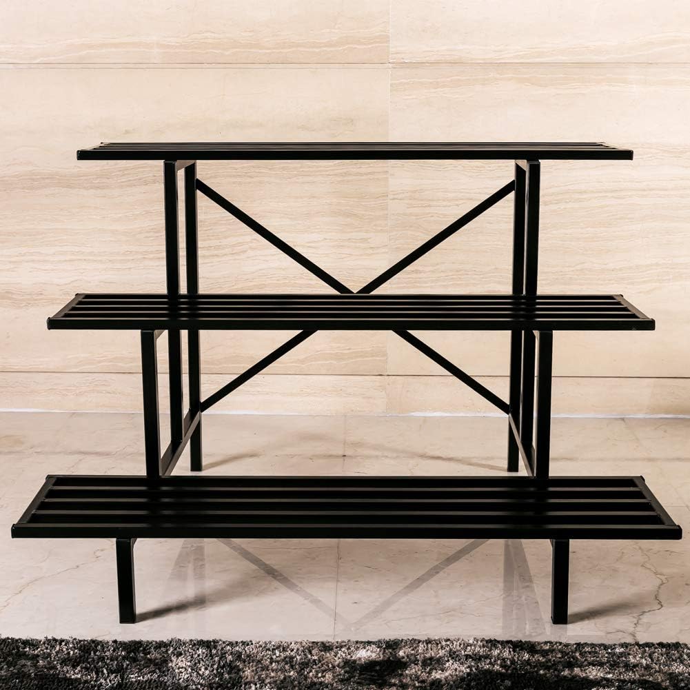 Zhongma 3 Tier Sturdy Metal Plant Stand, L35.43 x W26 x H23.6 inch, Heavy Duty Plant Holder for