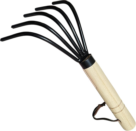 Garden Guru Hand Rake Cultivator Claw Soil Tiller - Military Grade Steel - Rust Resistant - 5 Tine