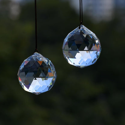 2PCS 4cm Clear Ball Crystal Sun Catcher Prisms, STINO Hanging Suncatchers with Glass Prism, Rainbow