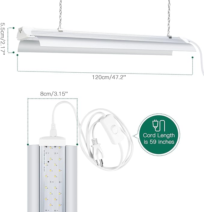 SZHLUX Grow Light 4FT 140W (2×70W, 800W Equivalent) Super Bright Full Spectrum Sunlight Plant