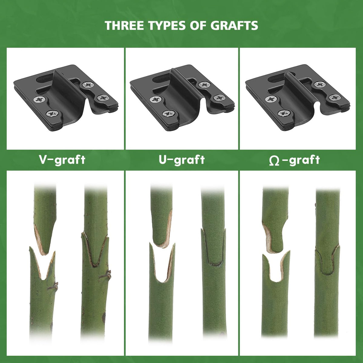 FUJIWARA 3-in-1 Garden Grafting Tool, Pruning Scissors Kit, U/V/Omega-Graft Seedling for Fruit Tree