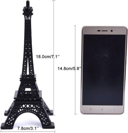 ESHATO Black Metal Eiffel Tower Statue, 7inch Decorative Figurine Replica Stand Holder for Cake