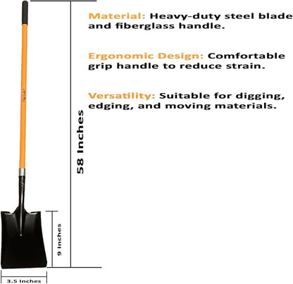 Ashman Heavy-Duty Transfer Shovel (6 Pack) with 47-Inch long Durable Handle and Blade- Ideal for