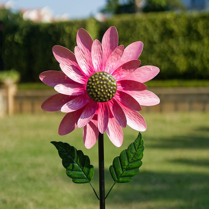 Viveta Wind Spinner Outdoor, Decorative Wind Sculpture wtih Sturdy Stake,Pink Pinwheels for Yard