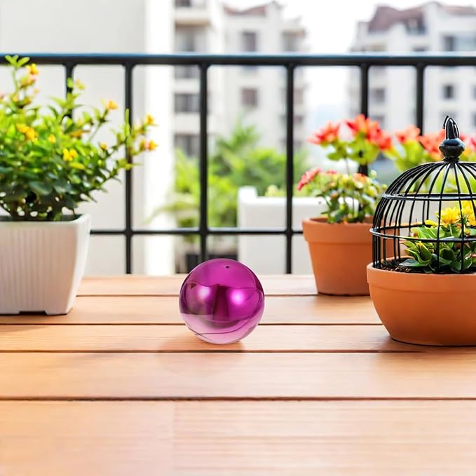 ibasenice Stainless Steel Mirror Reflective Gazing Ball 12 Inch Garden Decor - Purple Decorative