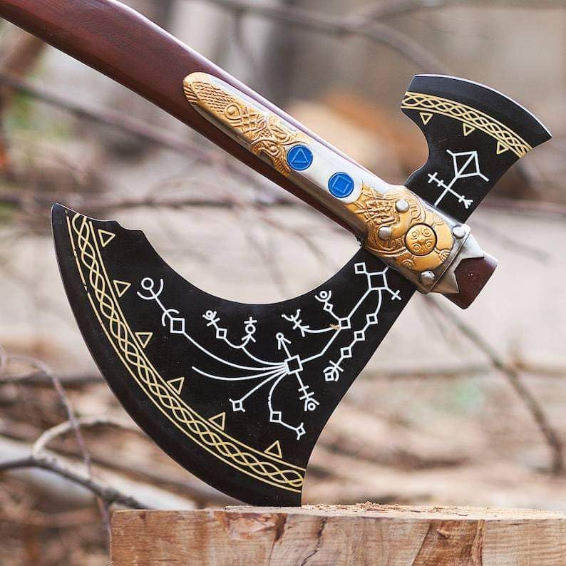 WAZIR Crafts 35" Handmade Kratos Viking Axe, God of War, Viking Axe, Cosplay Axe, Cosplay Armor