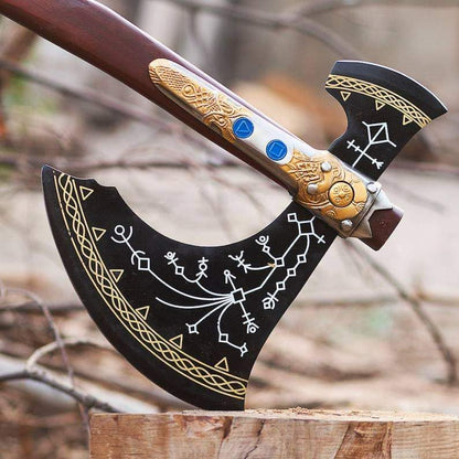 WAZIR Crafts 35" Handmade Kratos Viking Axe, God of War, Viking Axe, Cosplay Axe, Cosplay Armor