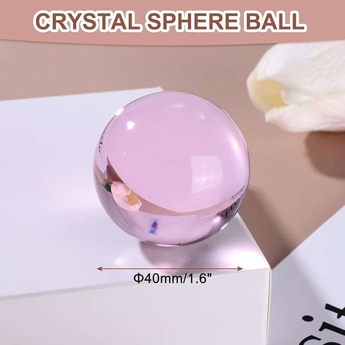 uxcell 40mm/1.6" Crystal Sphere Ball Glass Solid Decorative Sphere Crystal Ball Prop Ornament for