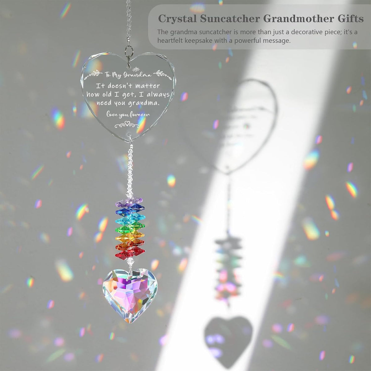 Grandma Gifts, K9 Crystal Suncatcher Grandma Birthday Gifts from Granddaughter Grandson