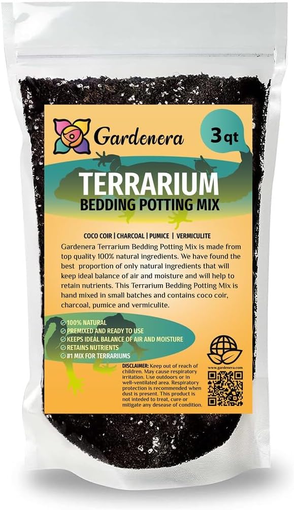 GARDENERA Terrarium Potting Soil Mix - Hand-Blended with Coco Coir, Charcoal, Pumice, and