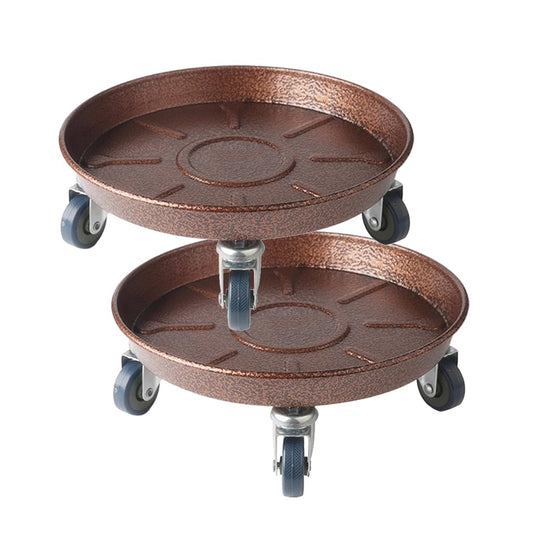 2 Pack 16" Heavy Duty Plant Dolly with Wheels, 320lbs Metal Rolling Plant Stand with Casters, Round