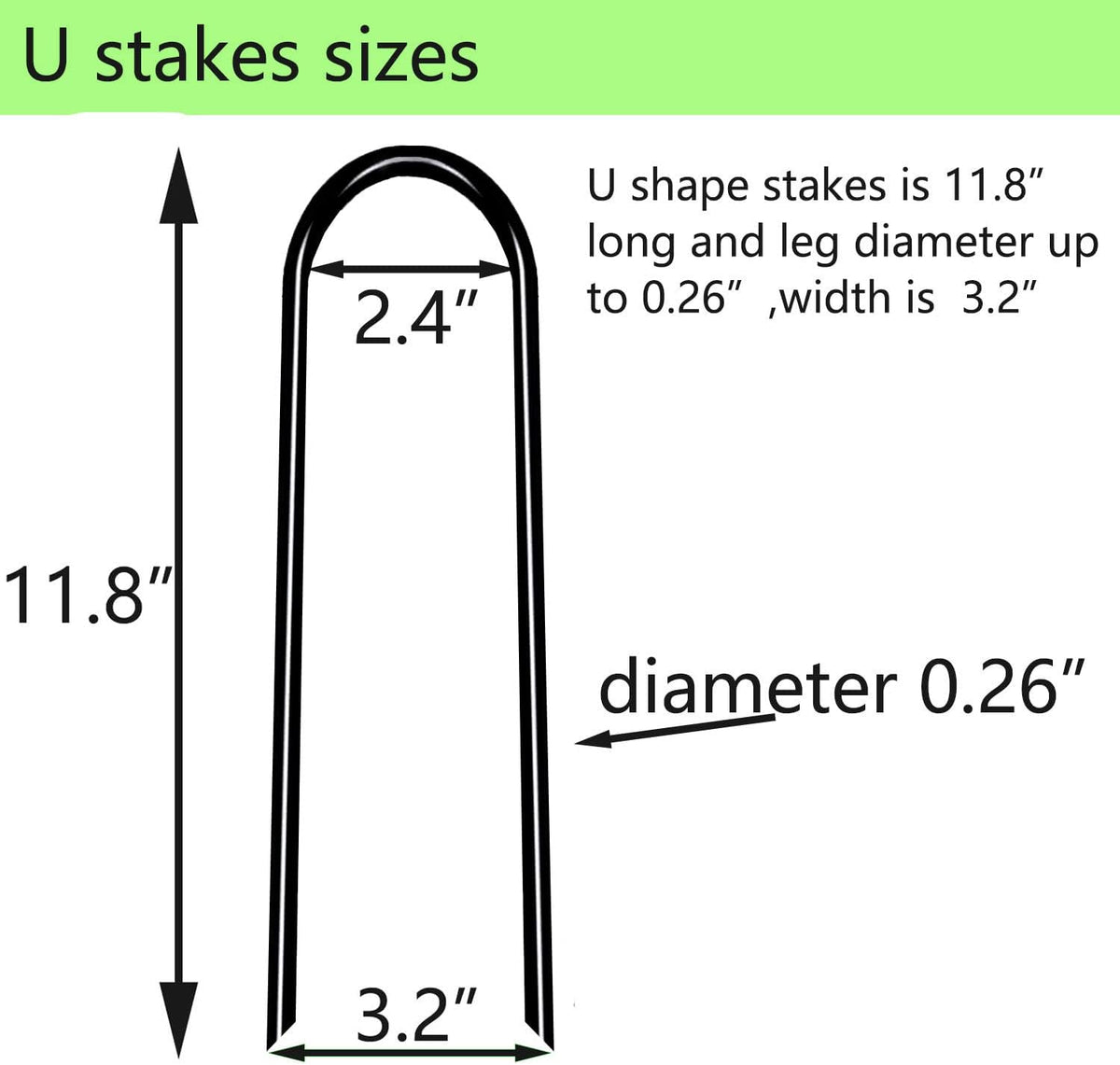 Heavy Duty Trampoline Anchors High Wind U-Shaped Sharp Ends Ground Anchor Galvanized Steel 11.8inch