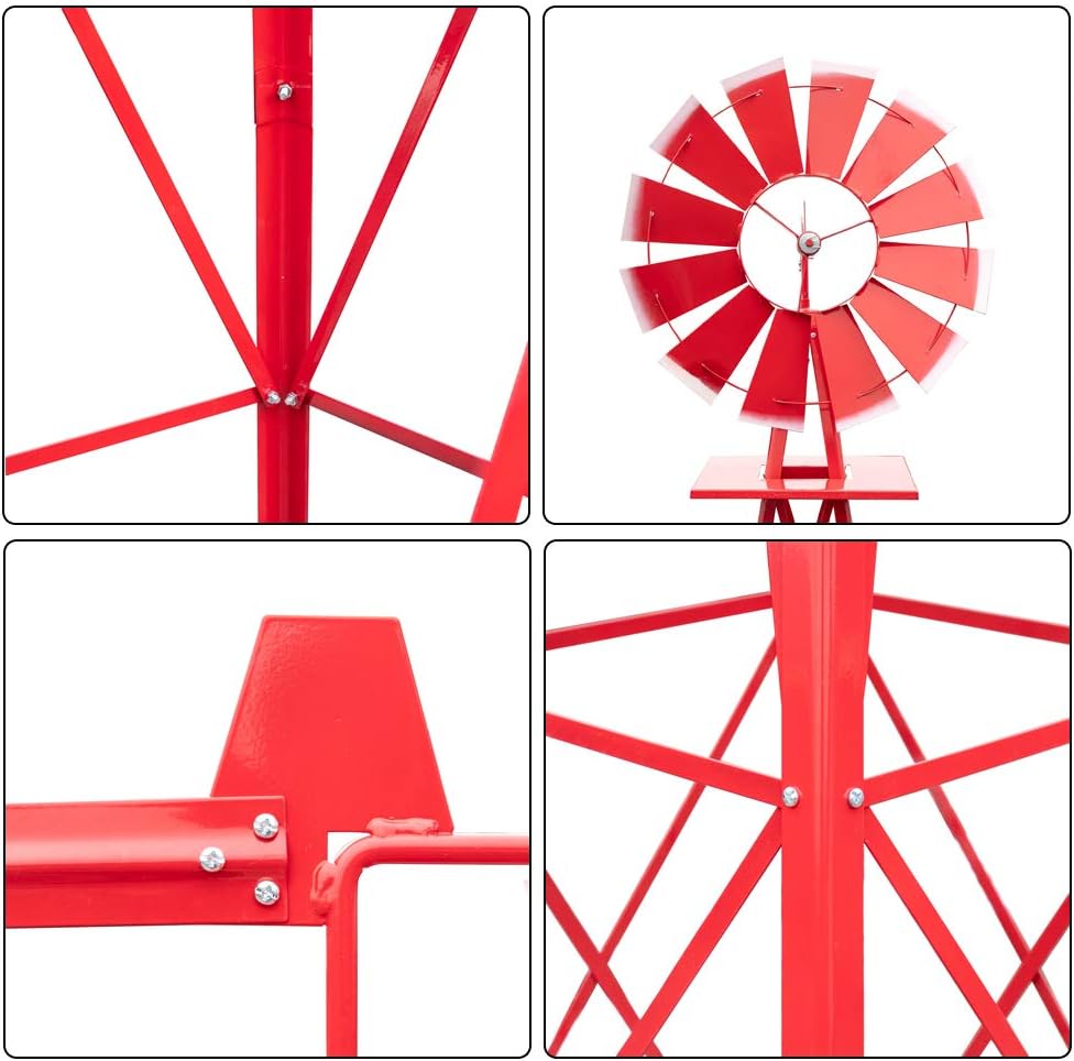 Garden Windmill for Yard Decor, 8 ft Tall Metal Windmill with Spinning Blades, Weather-Resistant