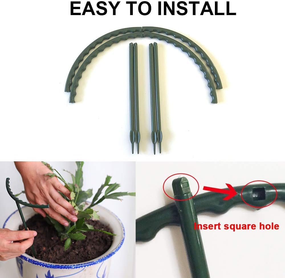 10 Pack Plant Support Plant Stakes Metal Half Round Search Support Ring Small Plastic Cage Holder