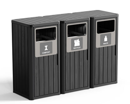 ROJIK 35" Tall Outdoor Trash Can,Weatherproof Resin Garbage Indoor Durable Lightweight,Suitable for