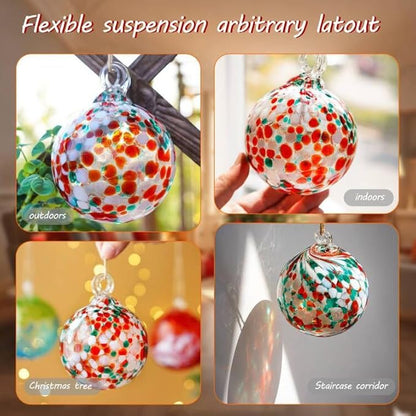 4" Blown Glass Gazing Ball Hanging Friendship Balls for Garden Patio Window Decoration Unique for