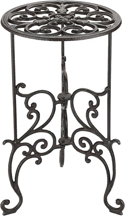 OwnMy Heavy Duty Cast Iron Plant Stand Indoor Outdoor Vintage Wrought Iron Round Flower Pot Holder