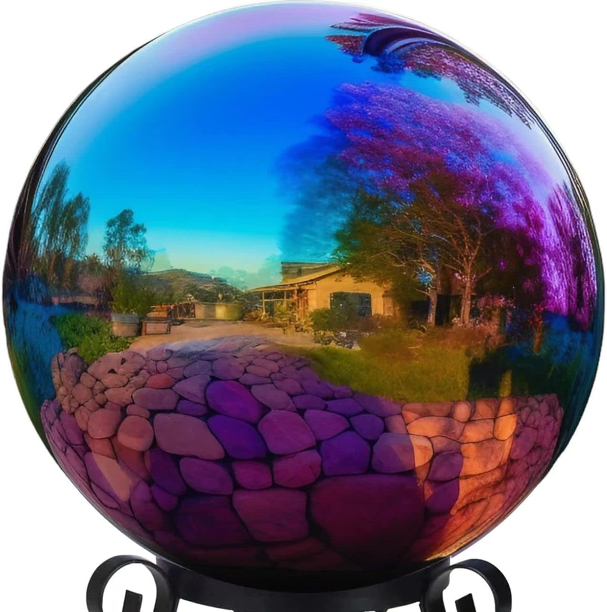 12 Inch Stainless Steel Gazing Globe,v2croft Hollow Ball Mirrored Surface Polished Shiny