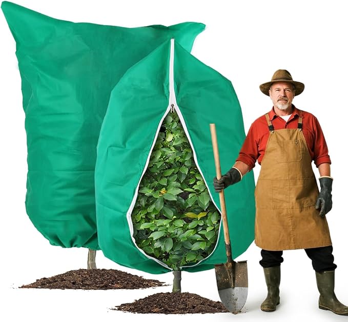 Plant Covers Freeze Protection 2-Pack, 47.3" x 70.9" Frost Covers with Zipper Drawstring, Outdoor