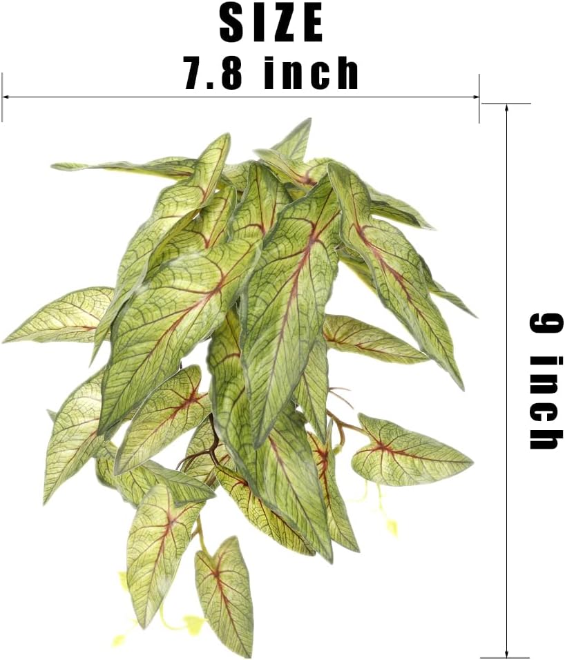 Reptile Plants for Terrarium, Amphibian Habitat Decor Artificial Hanging Plants with Suction Cup