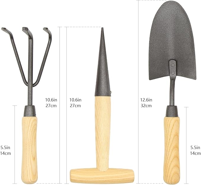 Japanese Gardening Tools Set, 6 Pcs Garden Tools Set, Black Painted Stainless Steel Heavy Duty
