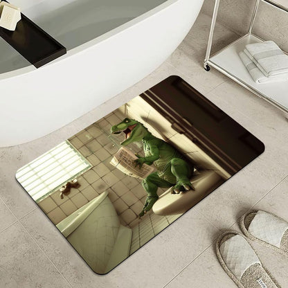 Bath Mat-Bathroom Rug，Green Dinosaur-Absorbent Non Slip Quick Dry Stain Resistant Easy to Clean