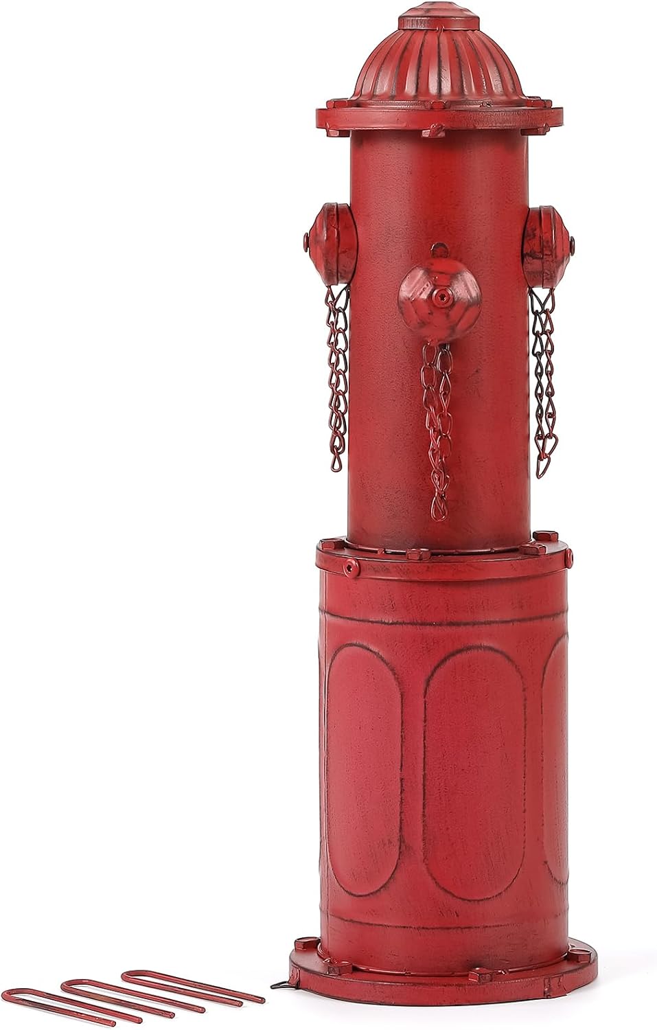 Dog Fire Hydrant Pee Post, 22.4" H Fake Fire Hydrant for Dogs to Pee on, Red Metal Dog Pee Post for