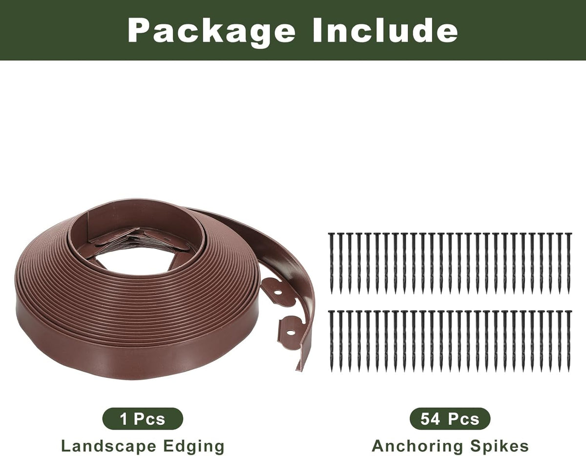 uxcell Landscape Edging, 1Pcs 60FT x 2" - No Dig Garden Edging Kit with 54 Stakes, Landscape Edging