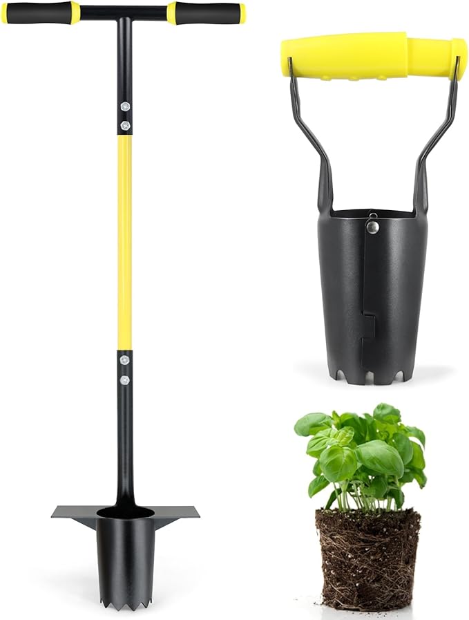 Jardineer 2PCS Bulb Planter Tools Set, Long Handle Garden Transplanter and Small Bulb Planting Tool