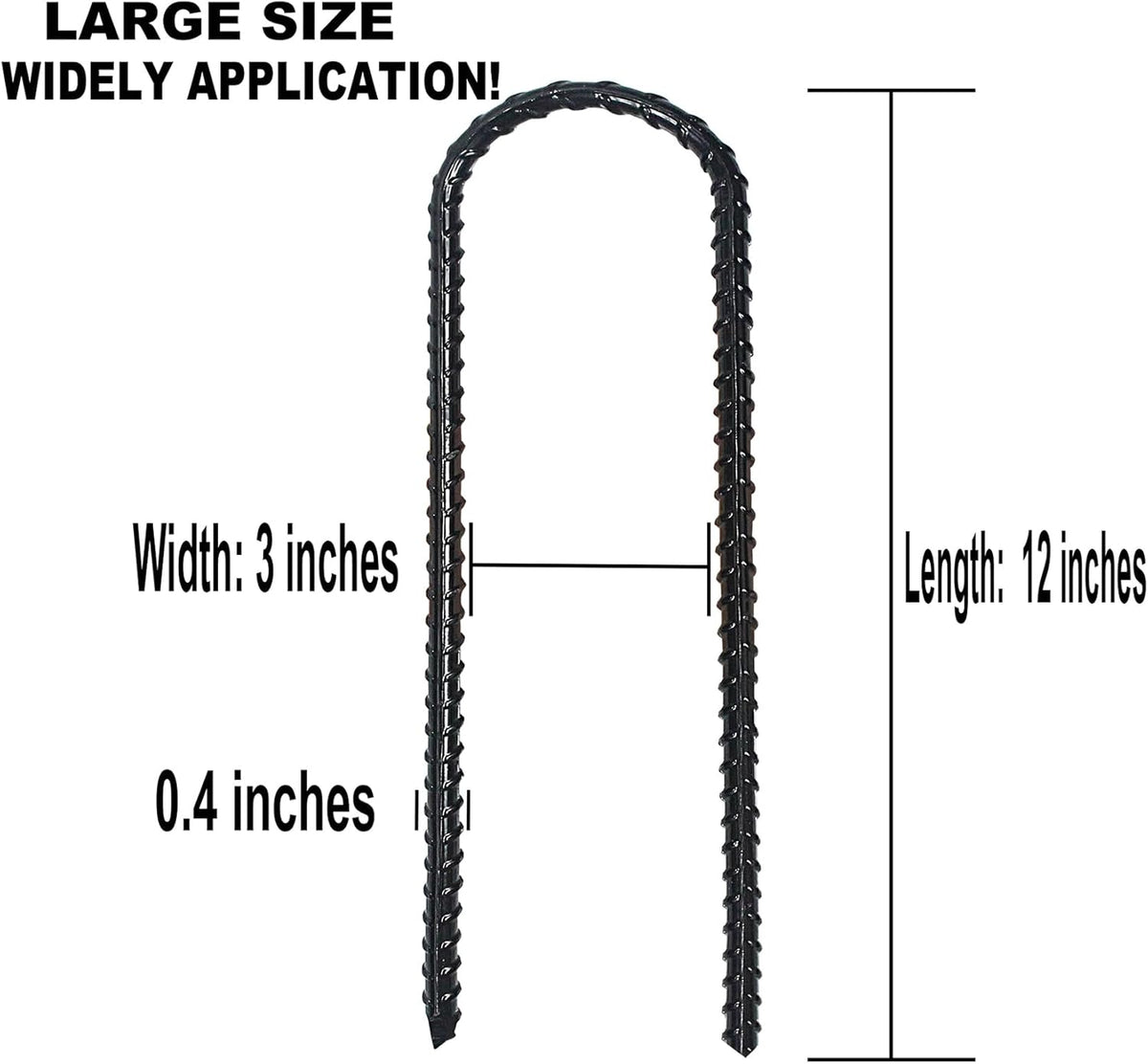 12-Inch Trampoline Wind Stakes, Extra Heavy Duty U Shaped Coated Rebar Stakes Safety Ground Anchors