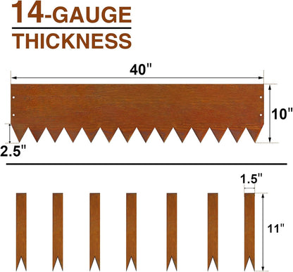 10 Inch Corten Steel Landscape Edging, 6 Pack Metal Landscape Edging, Landscape Edging with 7 Clips