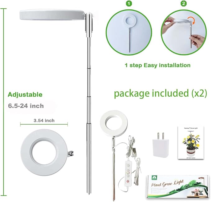 Plant Grow Light,Yadoker LED Growing Light Full Spectrum for Indoor Plants,Height Adjustable