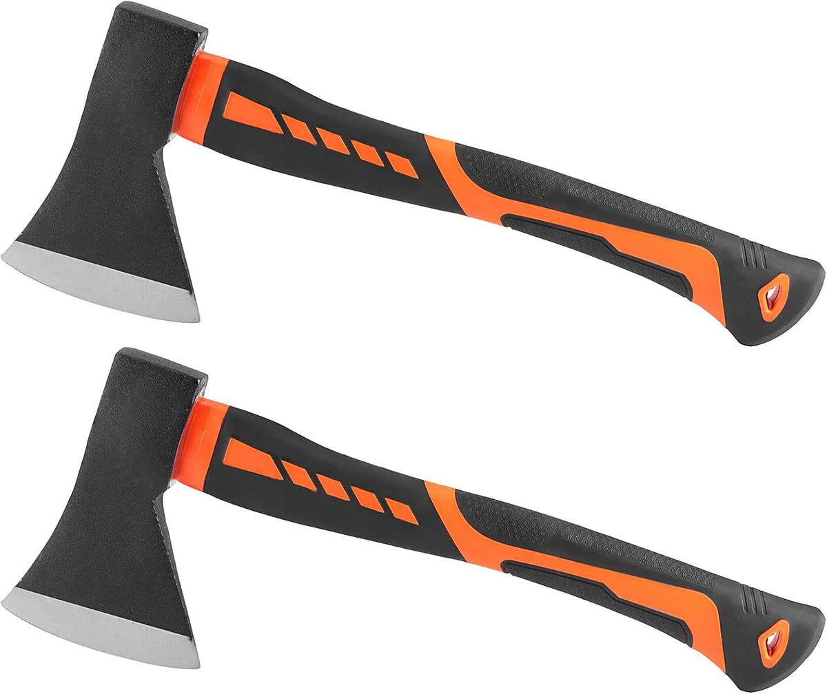 HOIGON 2 Pack 15 Inch Chopping Axe, Camping Hatchet with Fiberglass Shock-Absorbing Handle, Camp