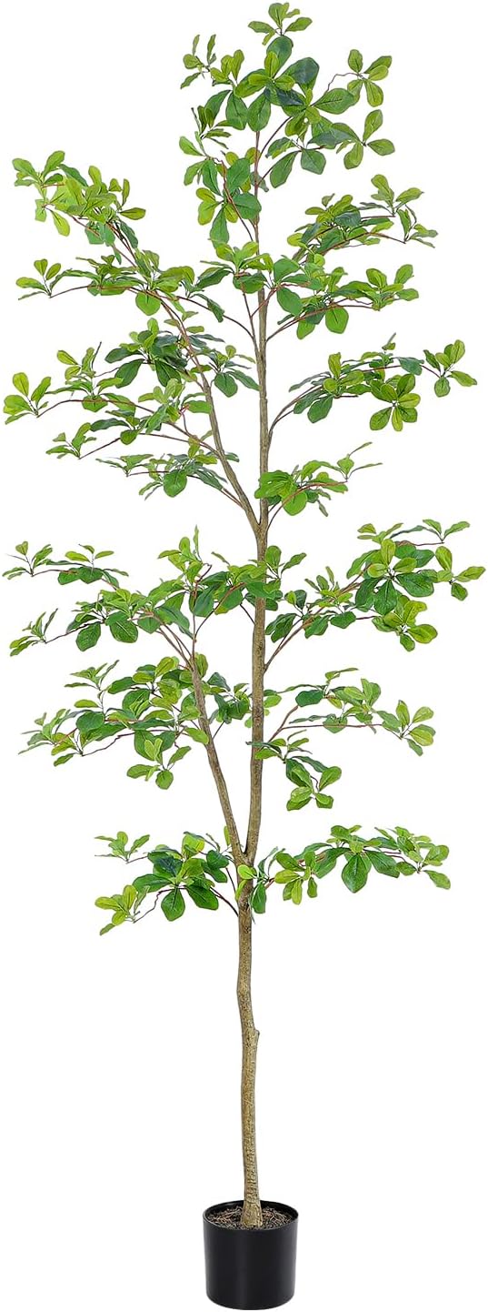 Bellacat Faux Black Olive Tree 7ft, Tall Faux Trees Indoor with Natural Trunk and Realistic Leaves.