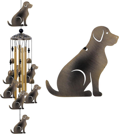 Garden Dog Wind Chimes Outdoor Indoor Decor - with 4 Tubes 7 Dogs Wind Chime, Mobile Romantic Dogs