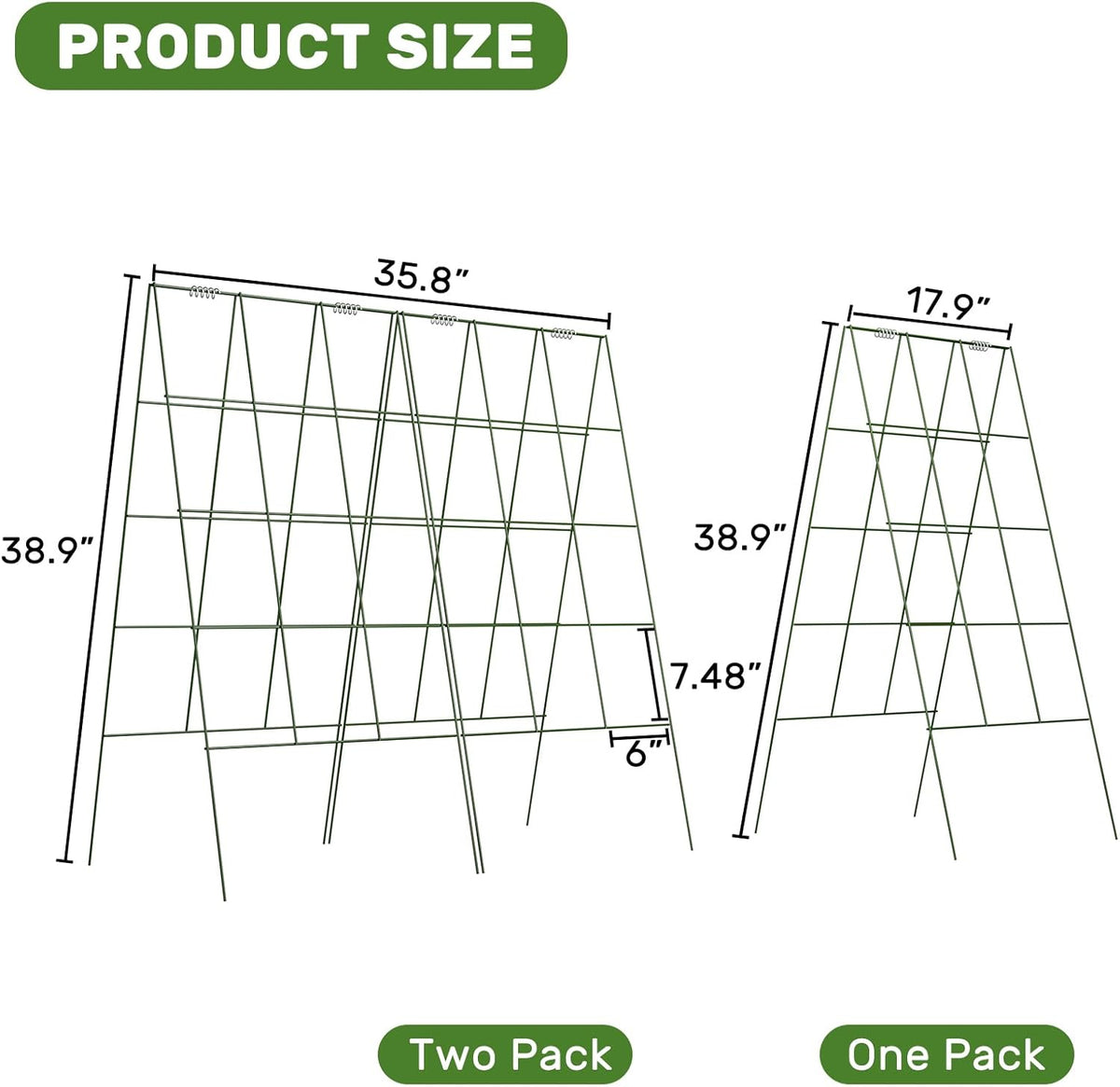 DOEWORKS Cucumber Trellis, 39" High Foldable A Frame Garden Trellis, 2 Pack, Plant Support for