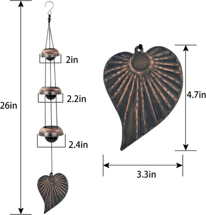 Three Cooper Leaf Temple Wind Chime,Wind Chimes with 3 Bells, Feng Shui Wind Chimes for Home Yard