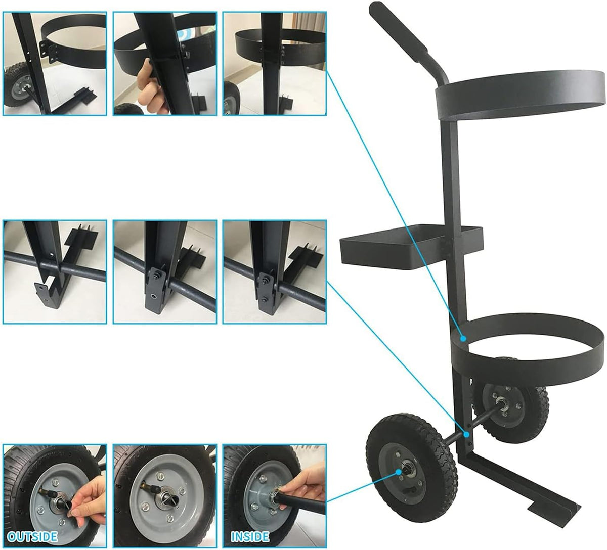 Garden Cart with Wheels & Oxford Fabric Bag – Heavy-Duty Yard Trolley for Lawn Care, Gardening