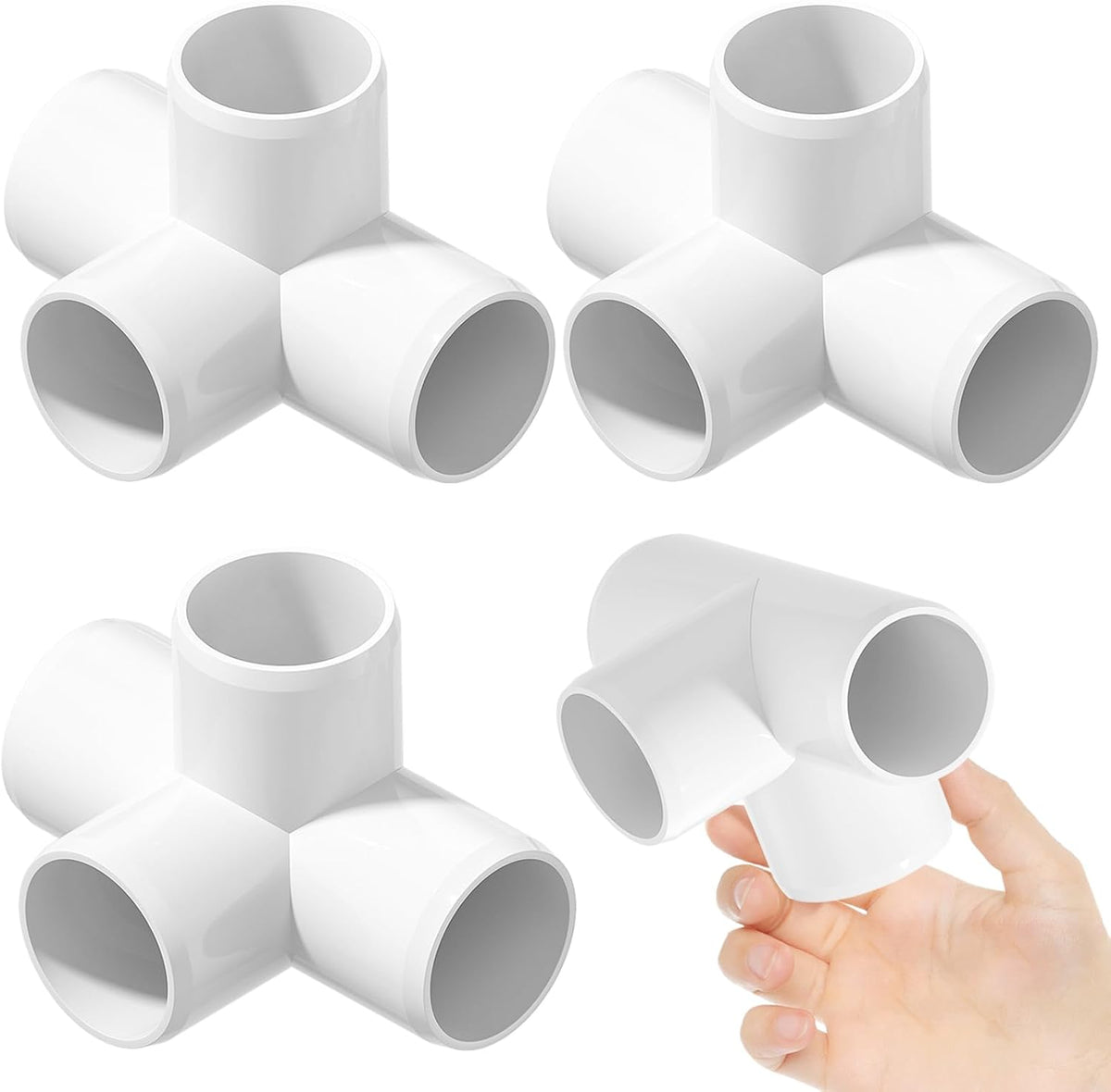 4PCS 1-1/2Inch Elbow Fittings, 4-Way Heavy Duty PVC Pipe Fitting, Corner Fitting for Water Supplies