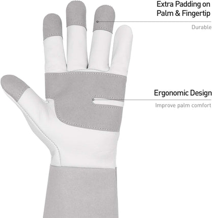 HANDLANDY Long Gardening Gloves for Men & Women, Thorn Proof Rose Pruning Gloves Leather Gauntlets