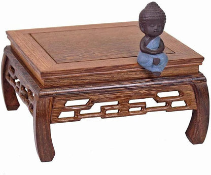 GOLDY&WENDY Chinese Style Wooden Base Rosewood Carved Flower Bonsai Display Stand Art Antique