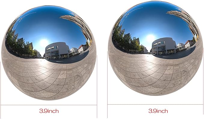 Nerien Gazing Ball, 3.9" Stainless Steel Garden Mirror Globe, Polished Ornament Sphere, Hollow