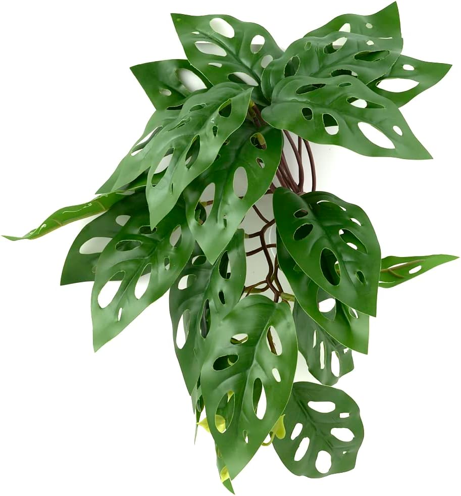Reptile Plants for Terrarium, Amphibian Habitat Decor Artificial Hanging Plants with Suction Cup