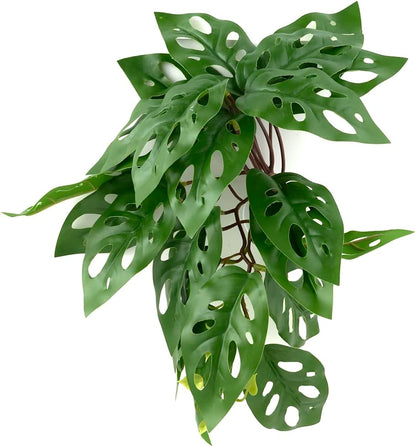 Reptile Plants for Terrarium, Amphibian Habitat Decor Artificial Hanging Plants with Suction Cup