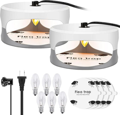 Flea Traps for Inside Your Home 2 Packs, Flea Light Trap for Indoor, Bed Bug Killer with Sticky