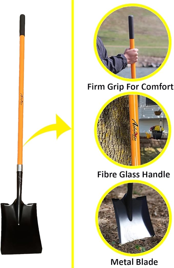 Ashman Heavy-Duty Transfer Shovel (6 Pack) with 47-Inch long Durable Handle and Blade- Ideal for