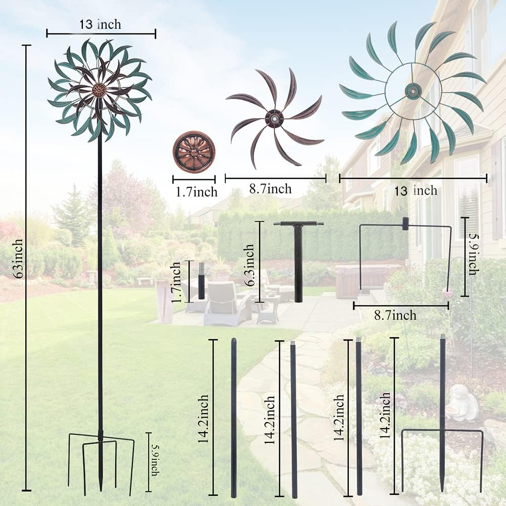 VEWOGARDEN 360° Outdoor Wind Spinner, Wind Sculpture Spinner with Metal Stake, Yard Art Decor for